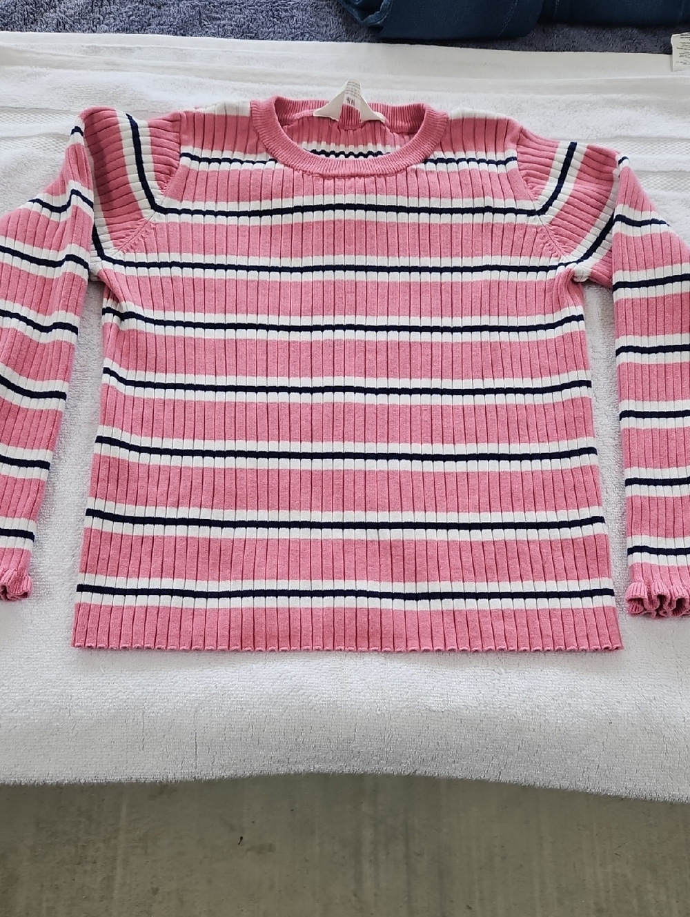 H&M Girls Pink Striped Ribbed Sweater Size 8/10